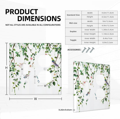 Wallplates Green Leaves Bird Eucalyptus Sage Plant 1 Toggle 1 Duplex Switch Plate Electrical Gfci Faceplate Decorative Light Switch Covers For Bed Room Living Room Decor