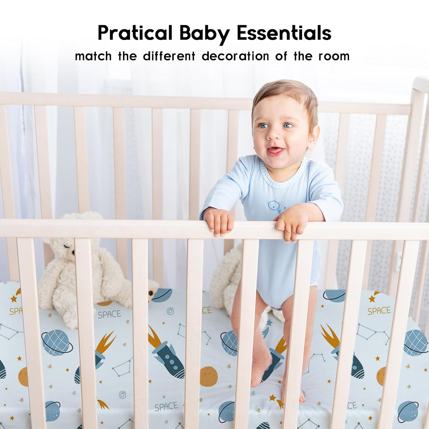 Yoofoss Baby Crib Sheets for Boys Girls, Fitted Crib Sheet 2 Pack for Standard Crib and Toddler