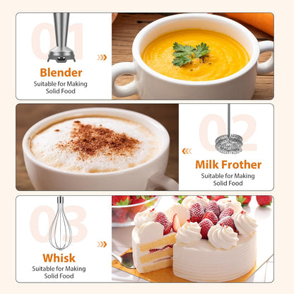 KOIOS Immersion Blender, 1000W Anti-scratch 3-in-1 Hand Blender, Upgraded 12 Speed Stainless Steel