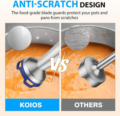 KOIOS Immersion Blender, 1000W Anti-scratch 3-in-1 Hand Blender, Upgraded 12 Speed Stainless Steel