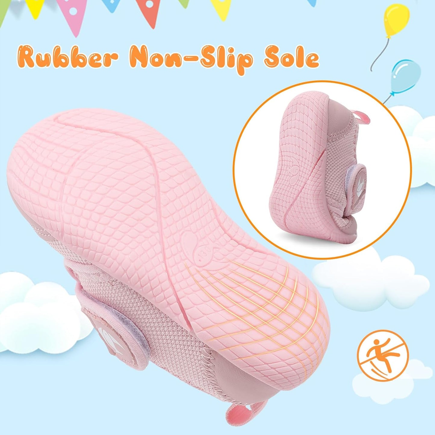 FEETCITY Baby First Walking Shoes Boys Girls Infant Sneakers Crib Shoes Breathable Lightweight Slip On Shoes