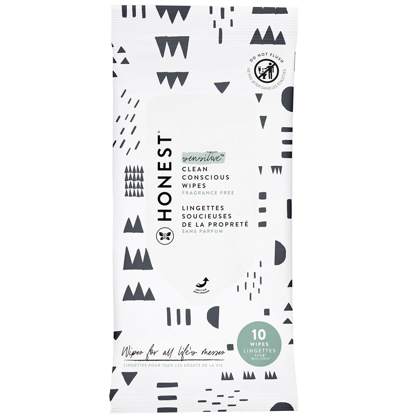 The Honest Company Clean Conscious Multi-Use Wipes | Hypoallergenic + Unscented for Sensitive Skin | Over 99% Water, Compostable, Plant Based, Baby Wipes | Pattern Play, 10 Count