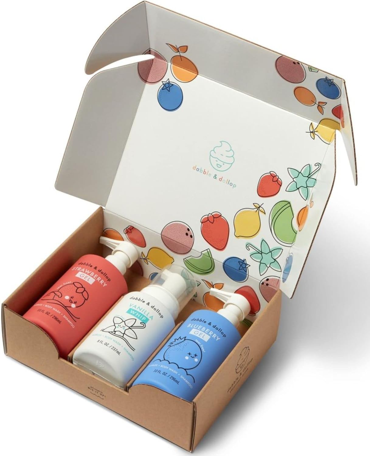 Dabble & Dollop USA Bundle, 3-in-1 Natural Bubble Bath, Body Wash & Shampoo for Kids, USA-Made