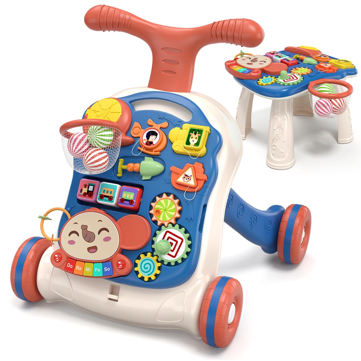 QDRAGON 3 in 1 Baby Walker and Activity Center for Boy 12-18 Months, Blue