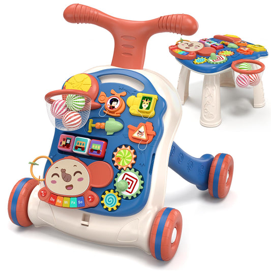 QDRAGON 3 in 1 Baby Walker and Activity Center for Boy 12-18 Months, Blue