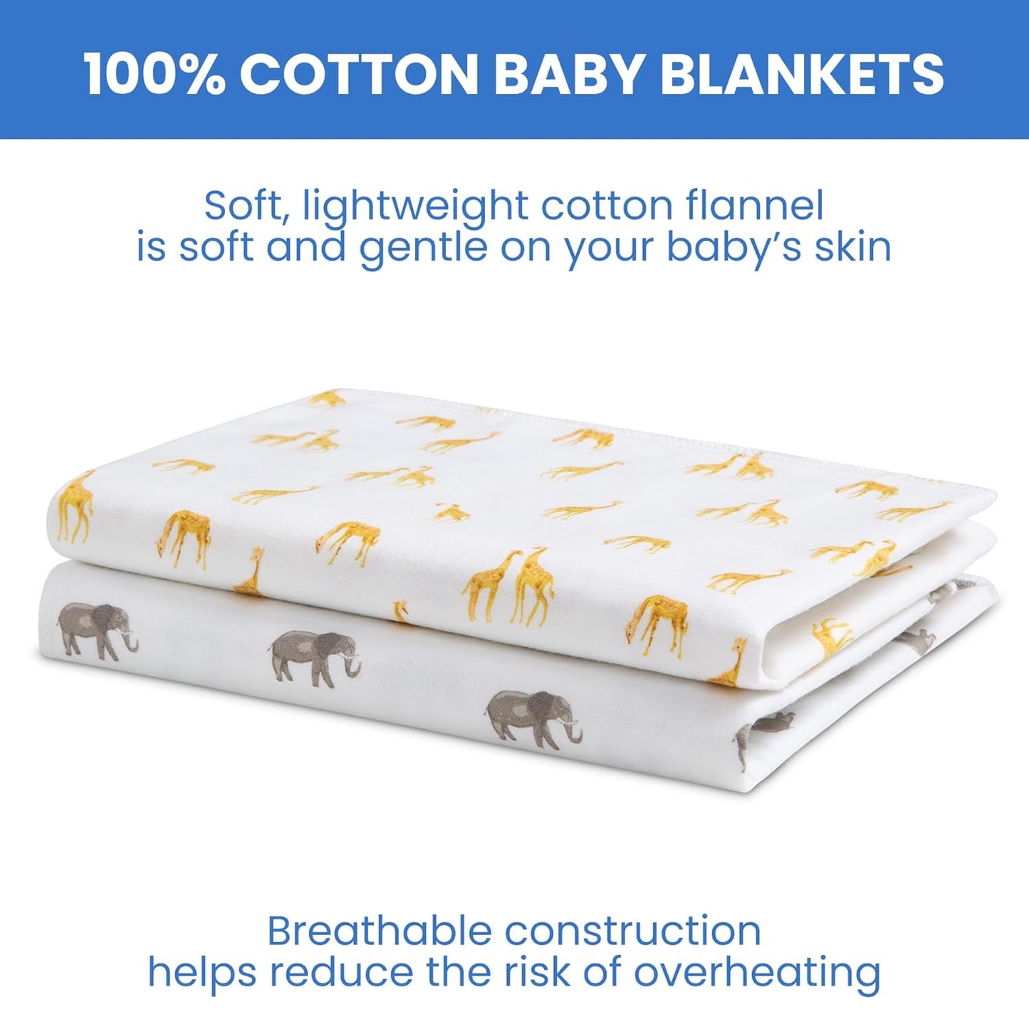 Delta Children 100% Cotton Flannel Baby Receiving Blankets for Girls and Boys – 30x30 Inches (Pack