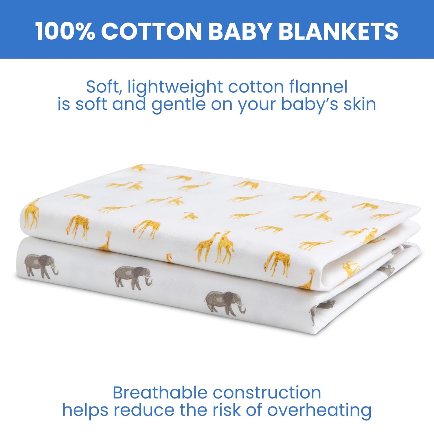 Delta Children 100% Cotton Flannel Baby Receiving Blankets for Girls and Boys – 30x30 Inches (Pack