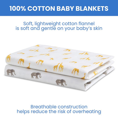 Delta Children 100% Cotton Flannel Baby Receiving Blankets for Girls and Boys – 30x30 Inches (Pack