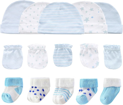 Baby Hats Mittens and Socks Set Cotton Newborn Hat Beanie Soft Infant Girls Boys Caps Gloves 0-6 month