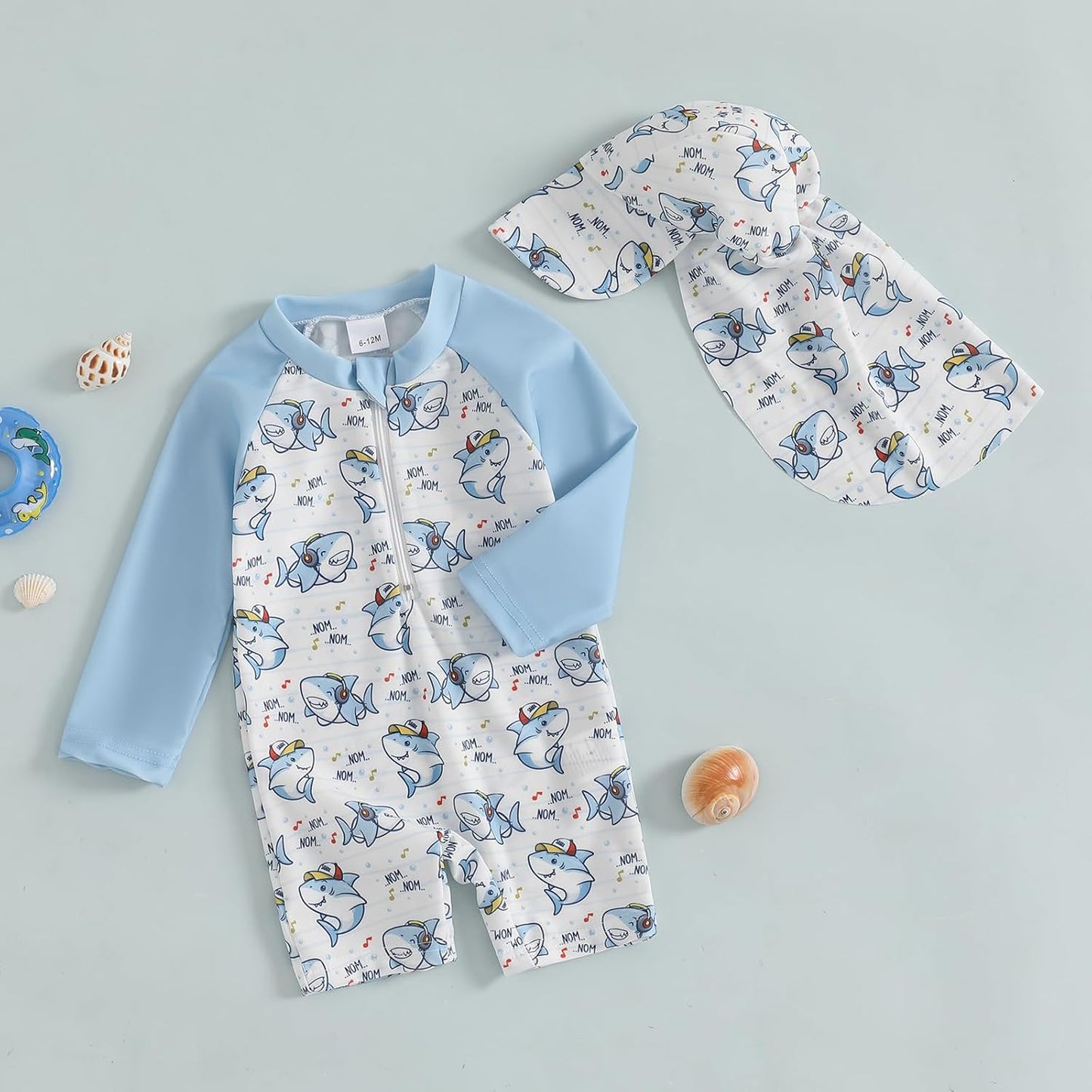 Hnyenmcko Baby/Toddler Boy Rash Guard Swimsuit Long Sleeve One Piece Zipper Swimwear Sunsuit Infant Bathing Suit Beachwear