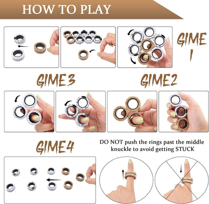 Cevioce 9 Pcs Magnetic Rings Fidget Toys Adults Teens Kids|ADHD Fidget Toy Pack for Anxiety Relief,Coolest Gifts for Teen Boys,Birthday Gifts for 8 9 10 11+ Year Old Boy & Girl