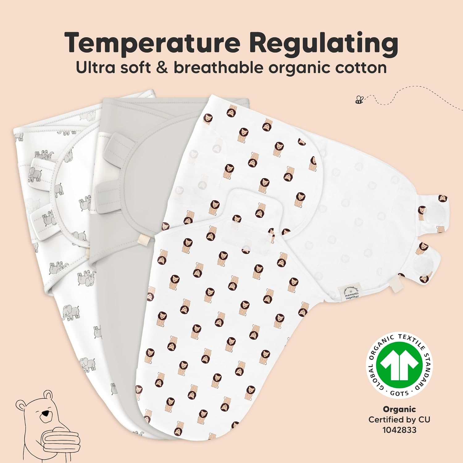 3-Pack Organic Baby Swaddle Sleep Sacks - Swaddles for Newborns, Infant 0-3 Months, Baby Girls