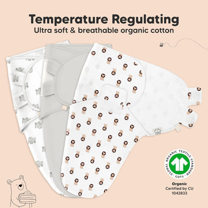 3-Pack Organic Baby Swaddle Sleep Sacks - Swaddles for Newborns, Infant 0-3 Months, Baby Girls