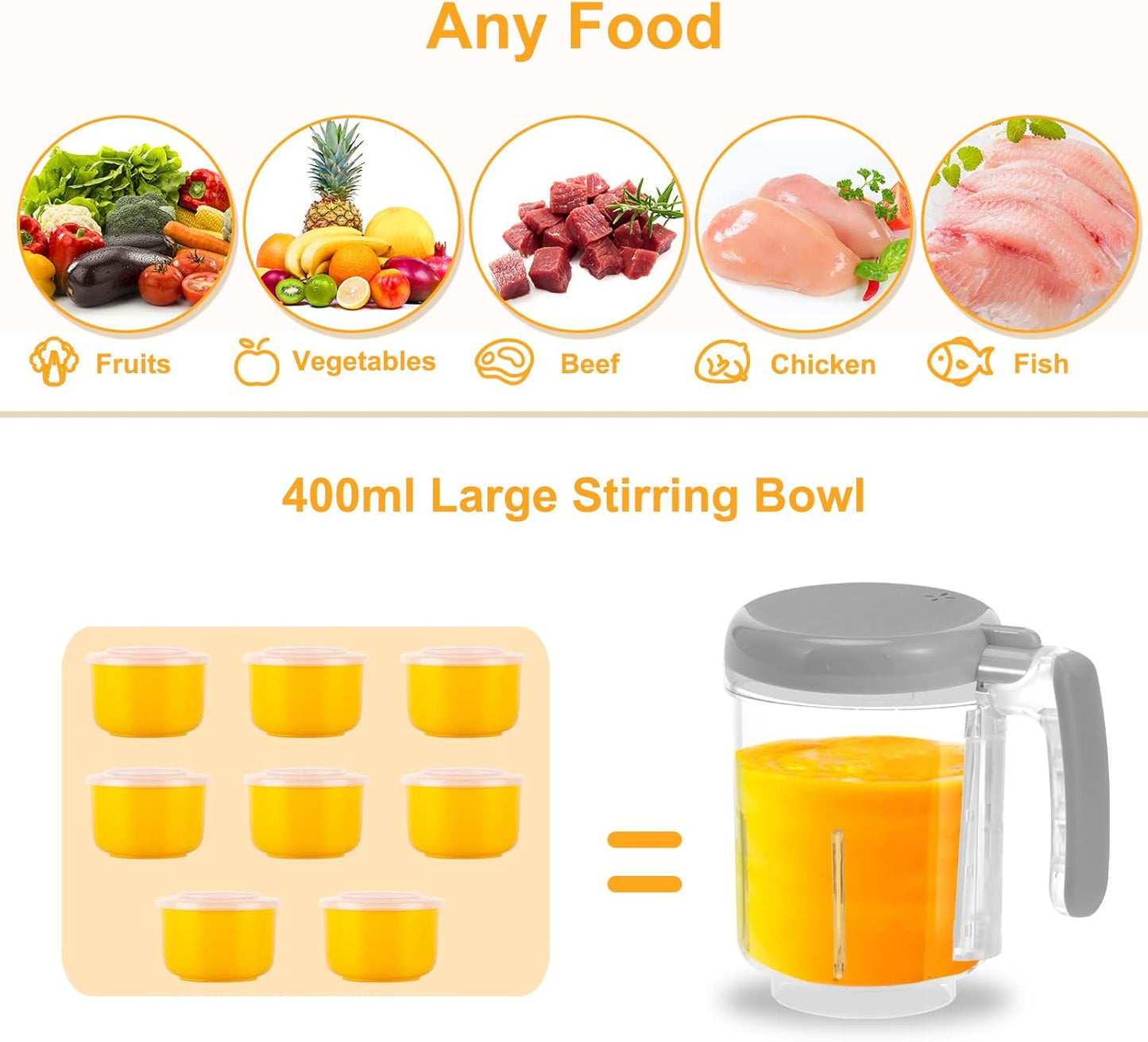 BEAR 2024 Baby Food Maker | One Step Baby Food Processor Steamer Puree Blender | Auto Cooking &