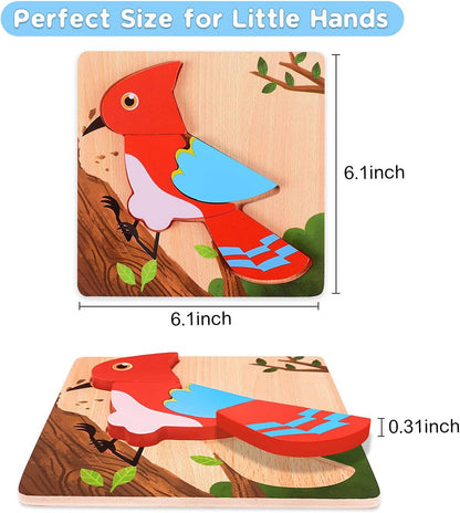 MAGIFIRE Wooden Puzzles for Toddlers 1-3 - 6-Pack Multicolor Animal & Car Puzzles - Toddler Montessori Style Toys