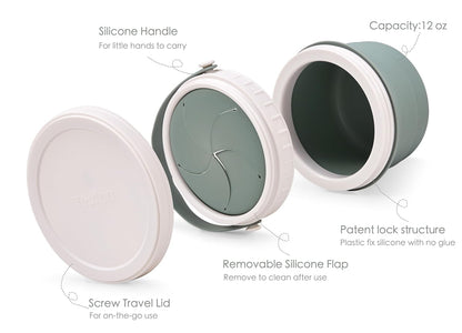 No Spill Silicone Toddler Snack Containers, Detachable Silicone Flap for Filling&Cleaning