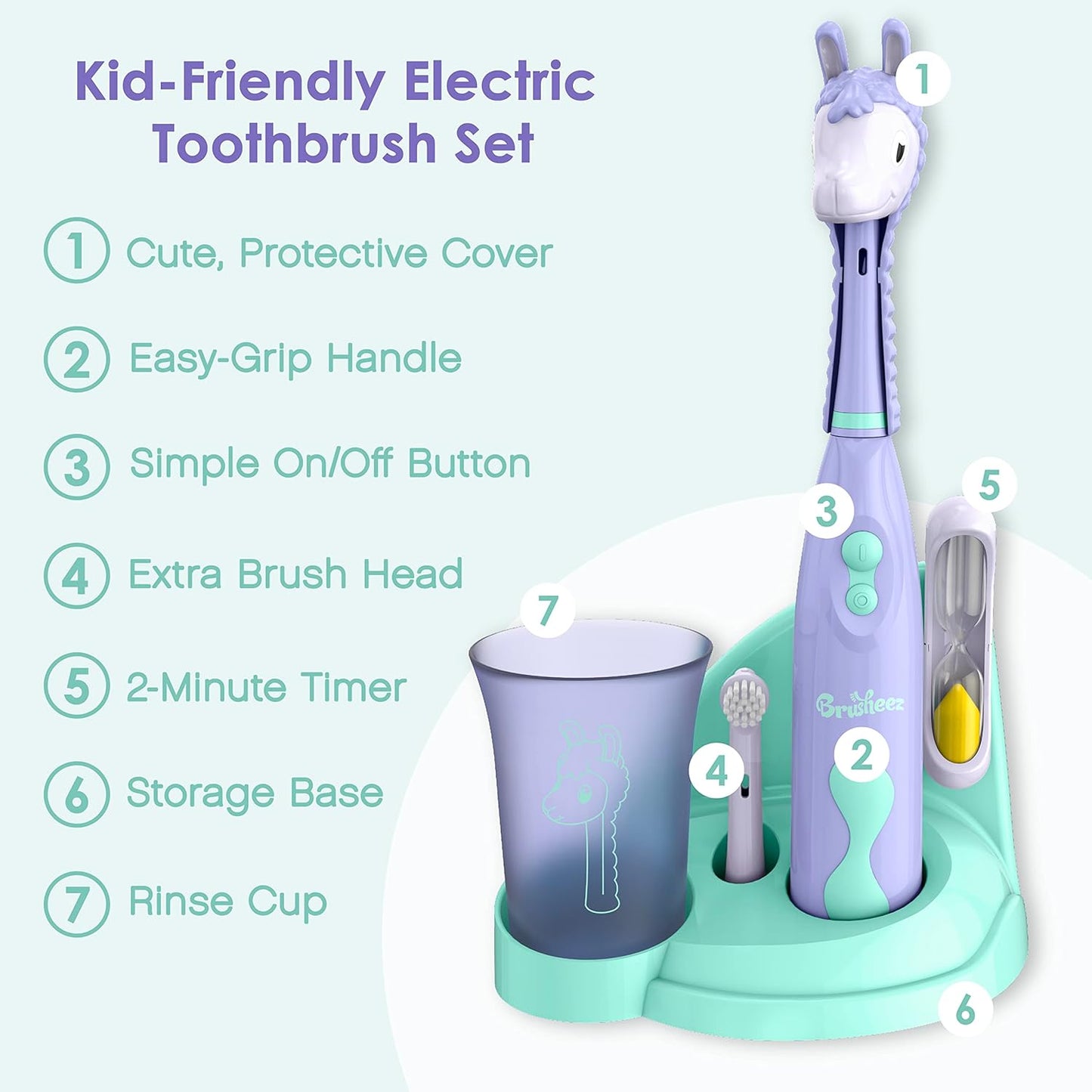 Brusheez Kids’ Electric Toothbrush Set - Safe & Effective for Ages 3+ - Parent Tested & Approved