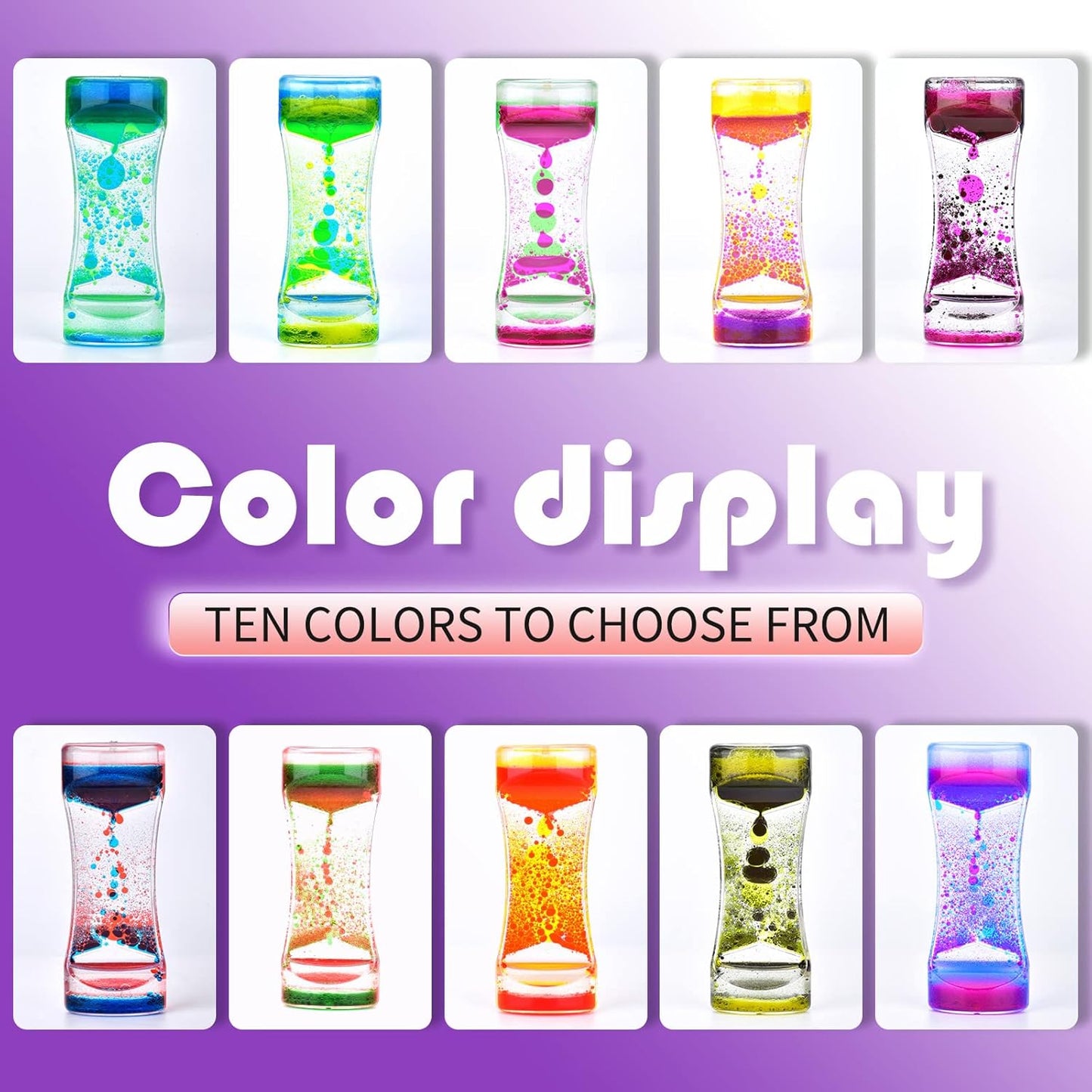 Liquid Motion Bubbler Timer Sensory Toys for Relaxation, Water Timer Fidget Toy for All Age, Motion Bubble Toy Sensory Play for Office Home (10, 10 Pack)