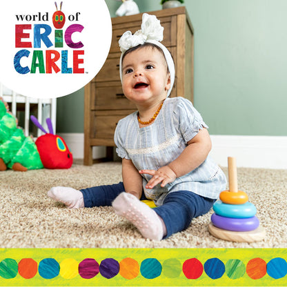 World of Eric Carle, The Very Hungry Caterpillar Wooden Stacker with Colorful Rainbow Rings, 7 Inch