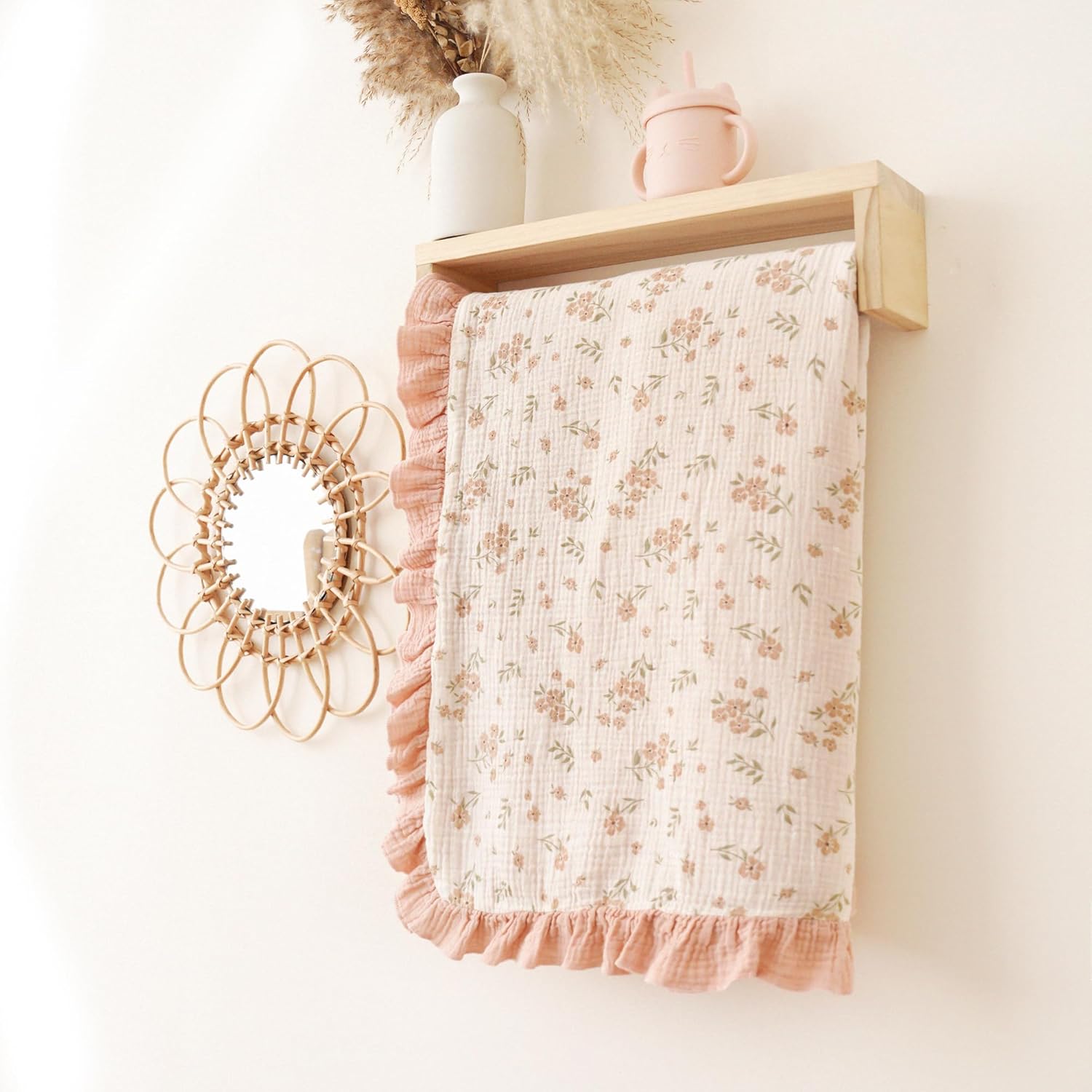 Konssy Flounce Muslin Baby Blankets, Cotton Crib Blanket for Baby Infant Toddler, Super Soft and