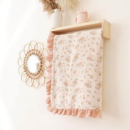 Konssy Flounce Muslin Baby Blankets, Cotton Crib Blanket for Baby Infant Toddler, Super Soft and