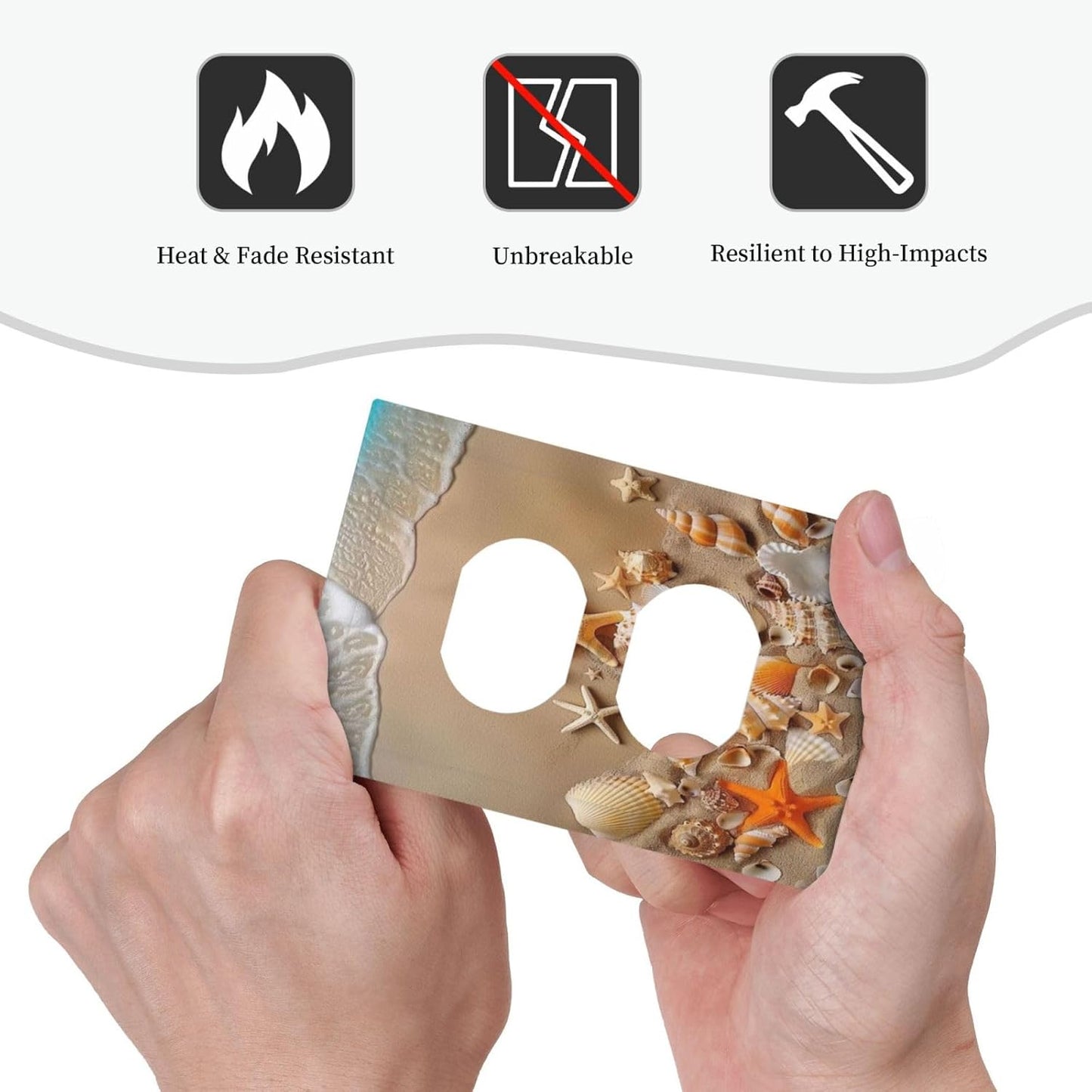 Decorative Outlet Covers Beachy Sea Ocean Seashell Starfish 1 Gang Duplex Light Switch Cover Plate Wall Plates for Electrical Outlets Switchplate Faceplate for Bedroom Home Decor