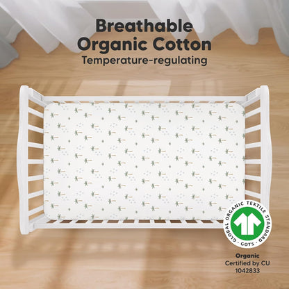 KeaBabies 2-Pack Organic Crib Sheets for Boys, Girls - 52x28 Fitted Crib Mattress Sheet Neutral