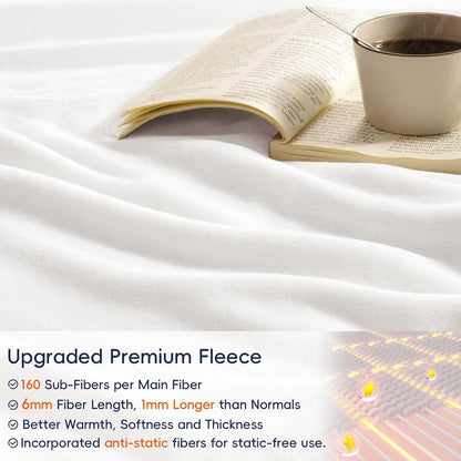 PHF Ultra Soft Fleece Throw Blanket, No Shed No Pilling Luxury Plush Cozy 300GSM Lightweight