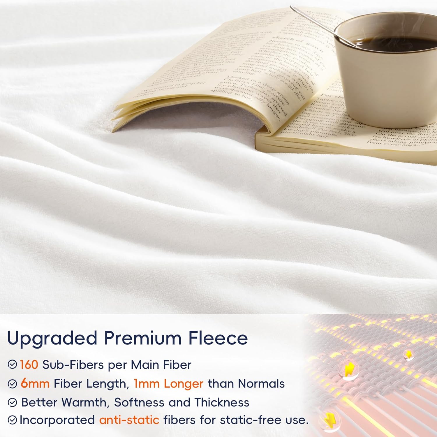 PHF Ultra Soft Fleece Blanket King Size, No Shed No Pilling Luxury Plush Cozy 300GSM Lightweight