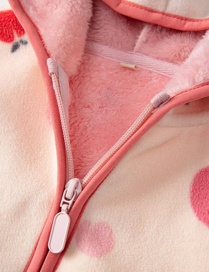 Toddler Printed Polar Fleece hooded Jacket Baby Boys Girls Kids Winter Warm Spring Autumn Outerwear Soft Lightweight