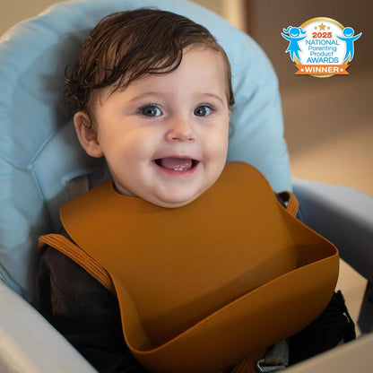 Moonkie Silicone Baby Bibs Set Of 2 | BPA Free Waterproof | Soft Flexible Adjustable Silicone Bibs