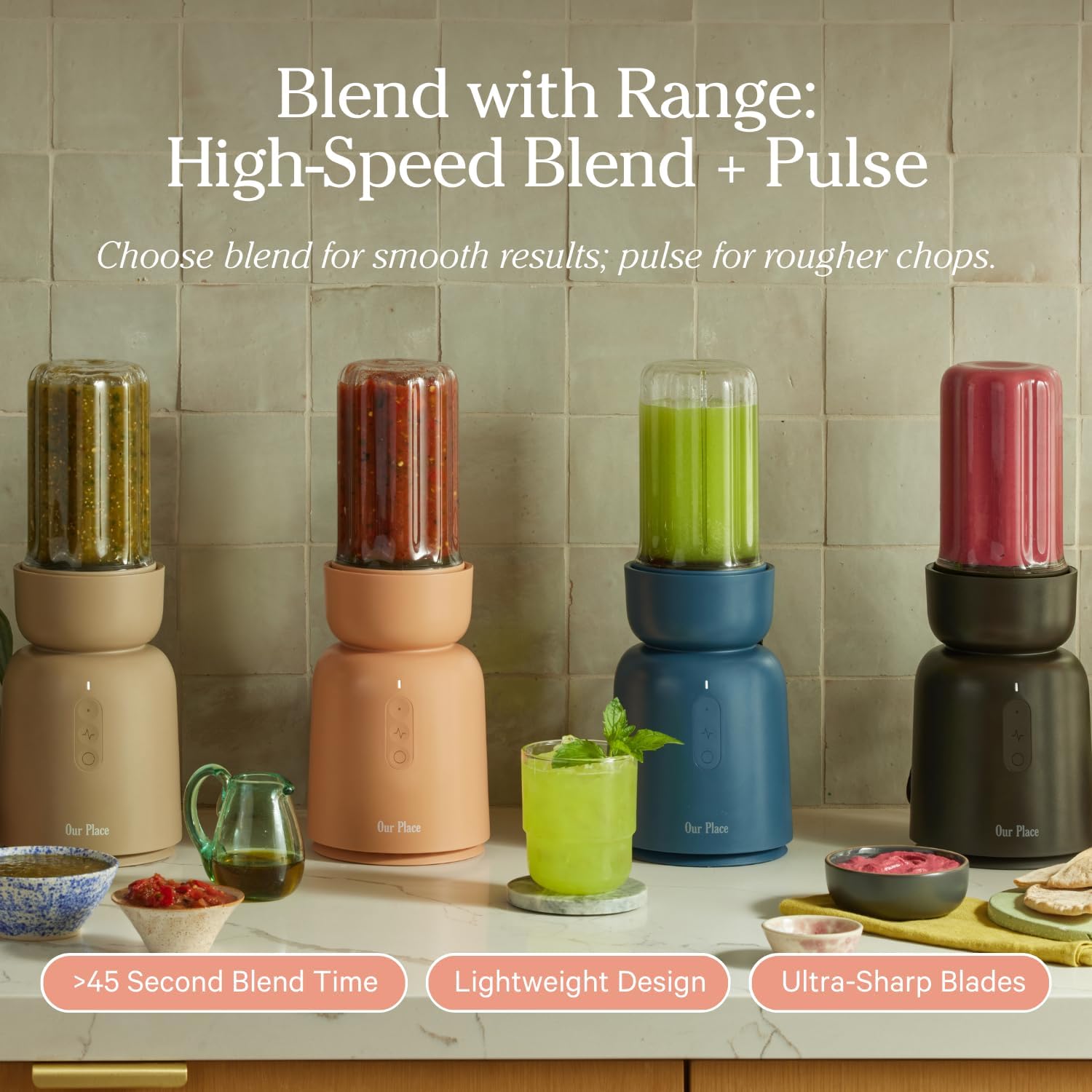 Our Place Splendor Blender - 1000W High-Power | Ultra-Sharp Blades | 2 Blending Modes | Includes 25