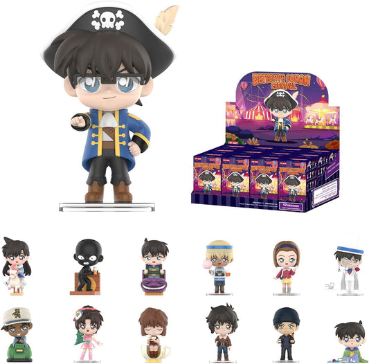 POP MART Detective Conan Case Closed Carnival Series Blind Box Figures, Random Design Mystery Toys for Modern Home Decor, Collectible Toy Set for Desk Accessories, Whole Set