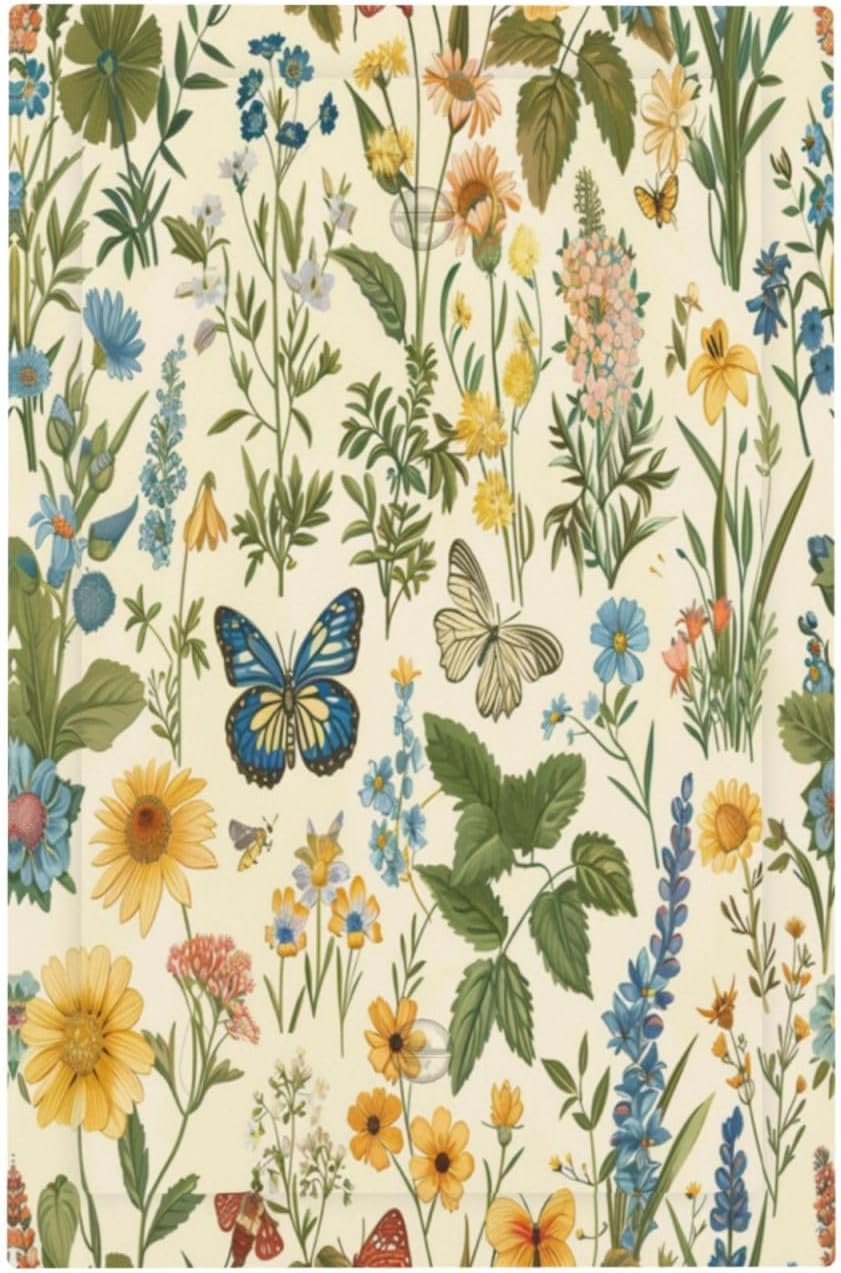 Decorative Switch Covers Plate Rustic Plant Garden Leaf Flower Butterfly 1 Gang No Device Single Blank Outlet Covers Wall Plate Cover Light Switch Plate Electrical Faceplate for Bedroom Decor