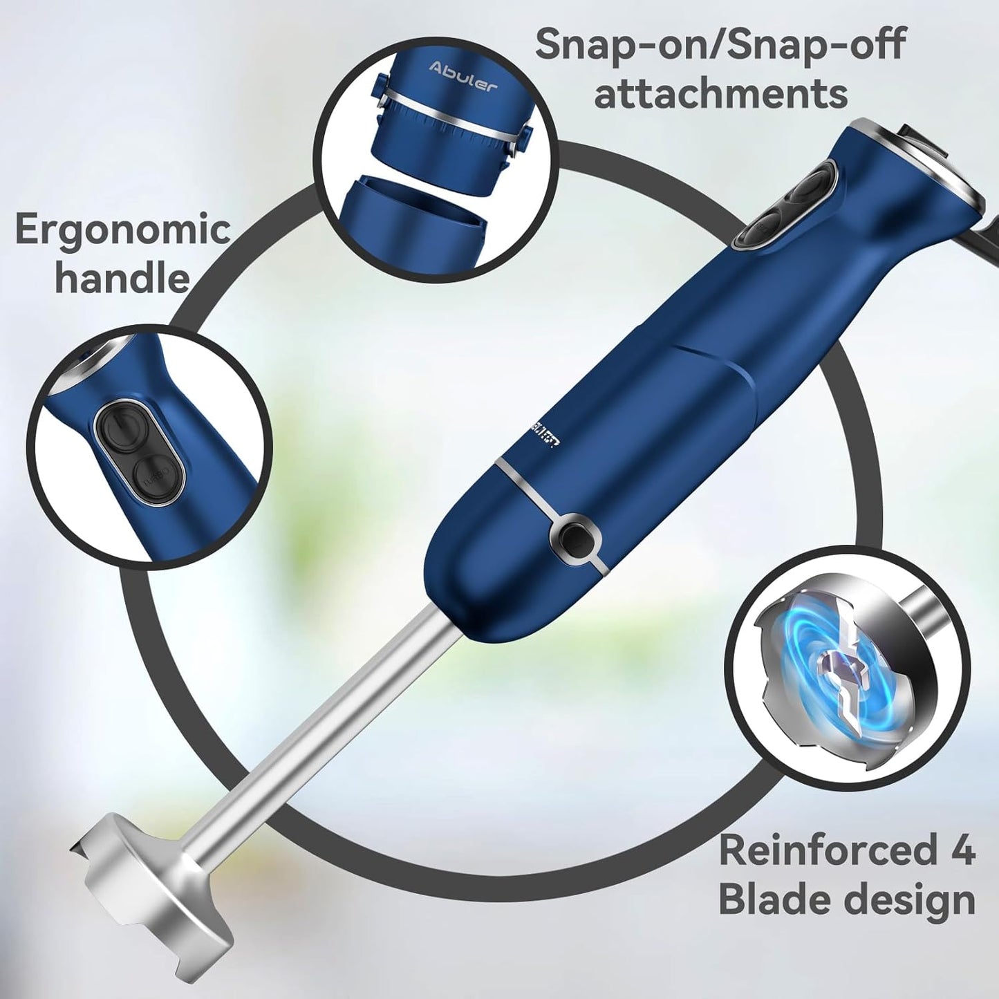 Immersion Blender Handheld 5 in 1 Hand Blender, 1000W Hand Mixer Stick, BPA-Free 12 Speed Handheld