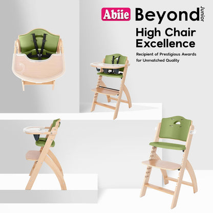Abiie Beyond Junior Wooden High Chair with Tray - Adjustable and Convertible High Chair for Babies