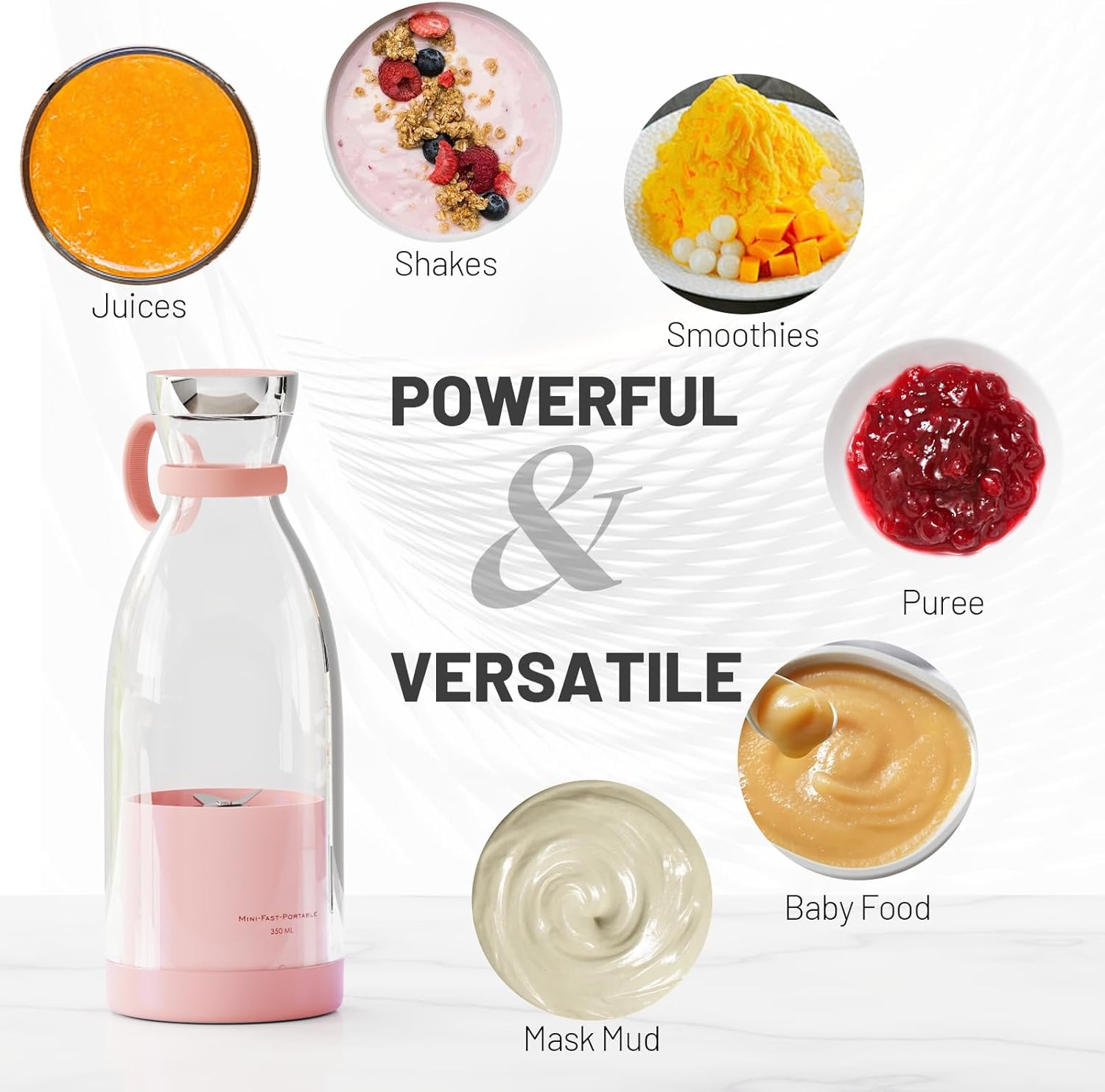 OTPEIR Portable Blender for Shakes and Smoothies with 11.83 Oz Travel Cup and Lid,Durable Stainless