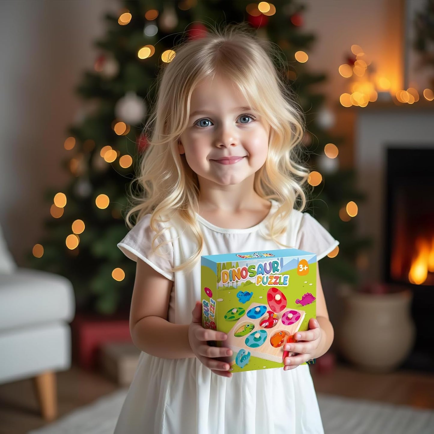 Dinosaur Wooden Toddler Puzzle 1-3, Montessori Toys for 1 2 3 Year Old, Dinosaur Eggs Peg Puzzles, Kid Wooden Puzzles Ages 2-4, Dinosaur Toy for Toddler Kid, Preschool Education Learning Toys