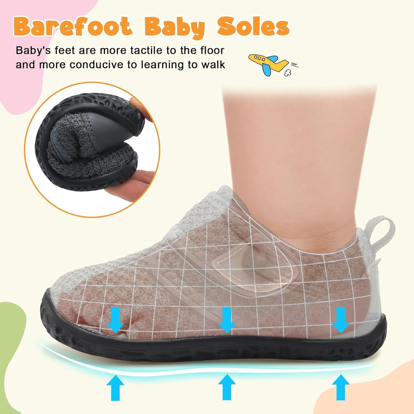 FEETCITY Baby Walking Shoes Barefoot Baby Shoes Infant Sneakers Newborn Crib Shoe Lightweight Flexible Slip On Shoe