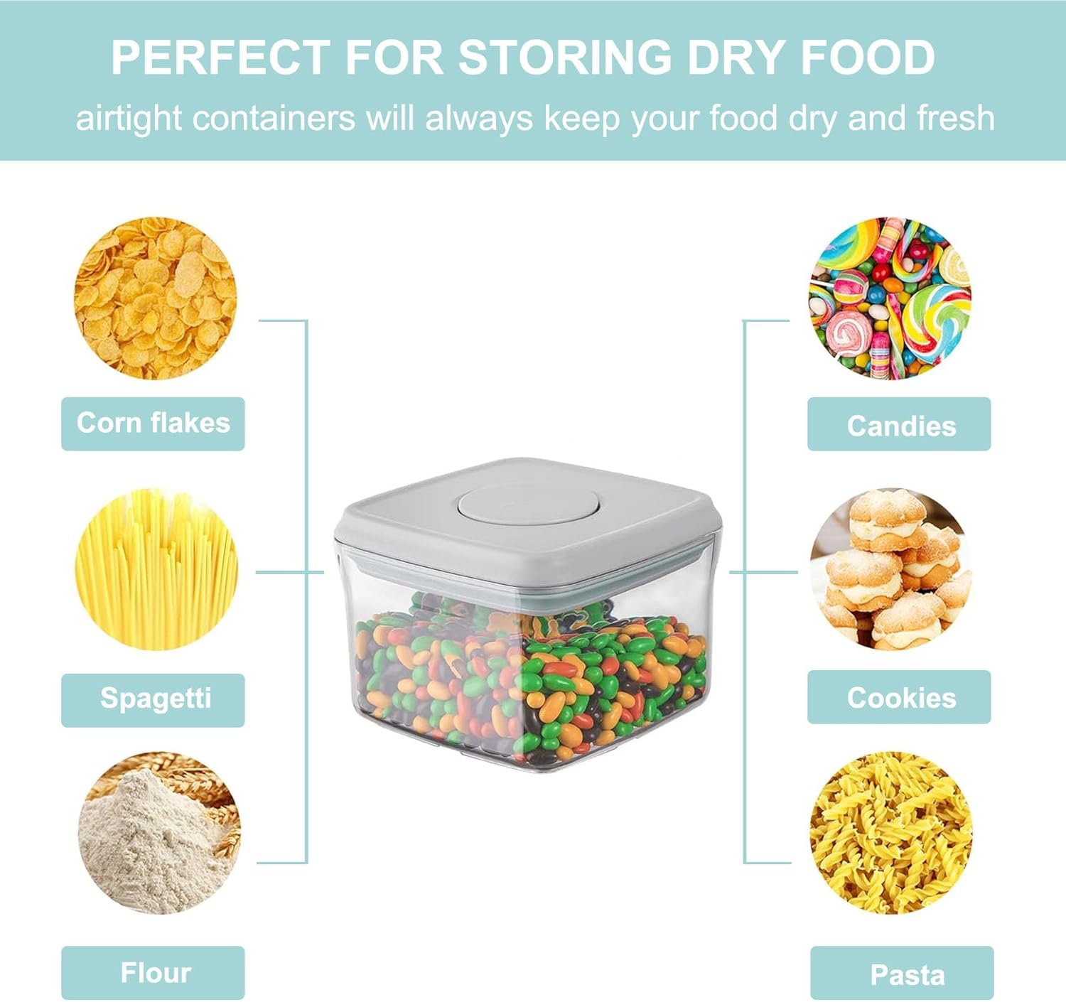 Airtight Food Storage Container - 0.32qt / 320ml Mini Square Pop Containers With Lids, Bpa Free