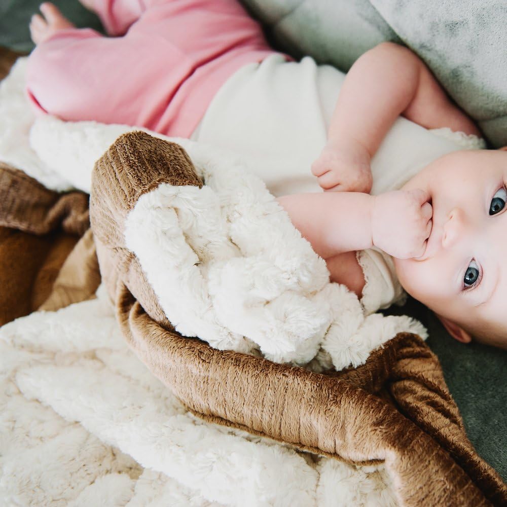 SARANONI Super Soft Boutique Quality Swirl Lush Luxury Baby Blanket (Ivory Swirl Gingersnap