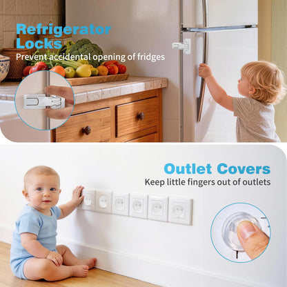 Inaya Baby Proofing Kit Advanced Set 50 Pack - Child Safety Hidden Locks for Cabinets & Drawers