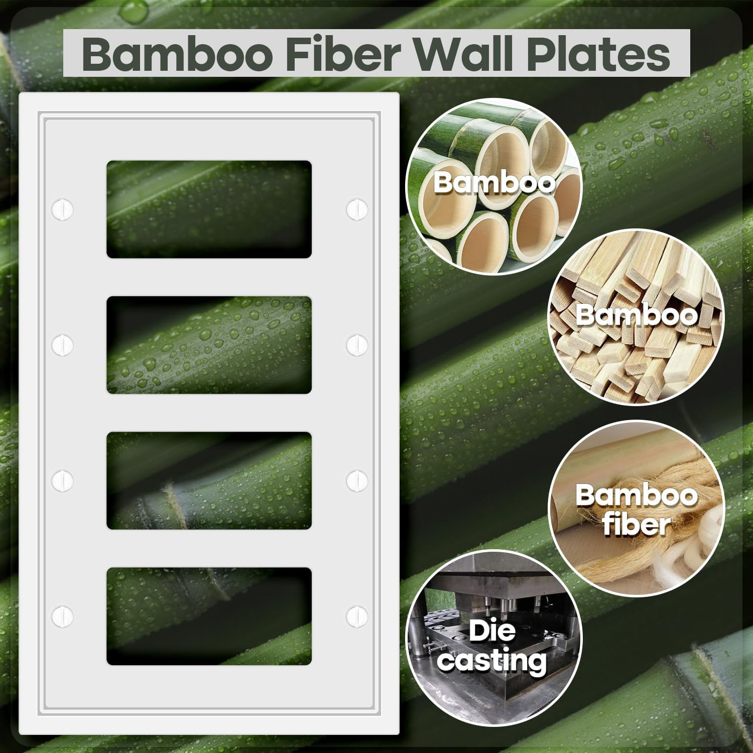 Light Switch Cover Plate White Classic Decorative Switch Plates Cover Bamboo Fiber Wall Plate Cover