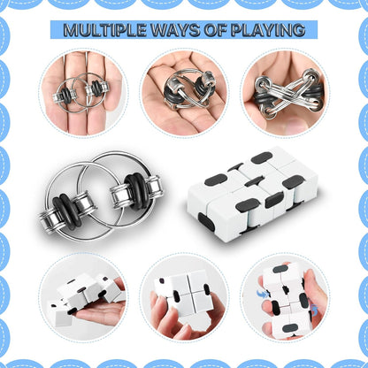 Fidget Toys Adults Set, Easter Basket Stuffers Gift for Kids Teen Cool Gadget Sensory Pack with Figette Spinner Cube ADHD Anxiety Relief Stress Magnetic Ring Office Desk Manget Toy for Boys