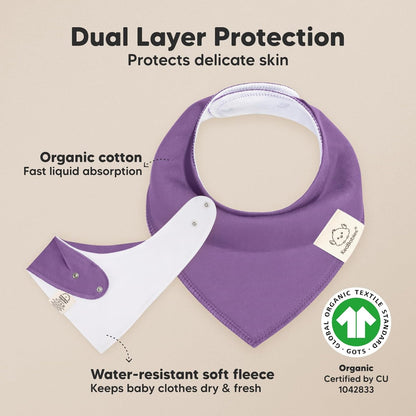 8-Pack Organic Baby Bandana Bibs for Girls - Super Absorbent Triangle Baby Bibs for Drooling and Teething Infant, 100% Cotton Extra Soft for Newborn, Infant 0-36 Months (Lilac)