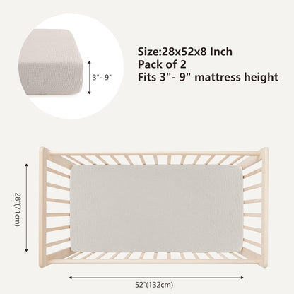 Bearmoss Muslin Crib Sheets - 100% Cotton Baby Crib Sheets Fitted for Standard Crib Mattress &