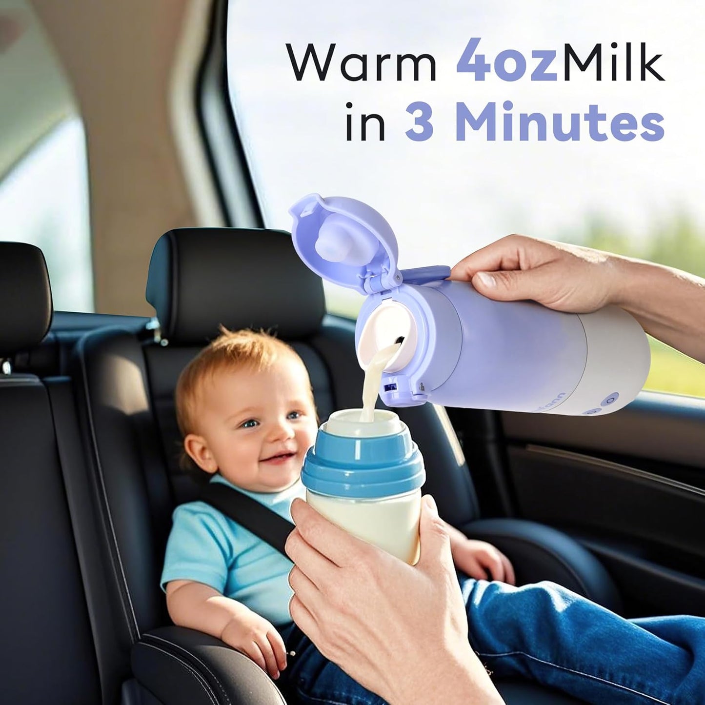 Portable Bottle Warmer for Travel, Dual Heating Modes for Breastmilk & Water On The Go, Portable
