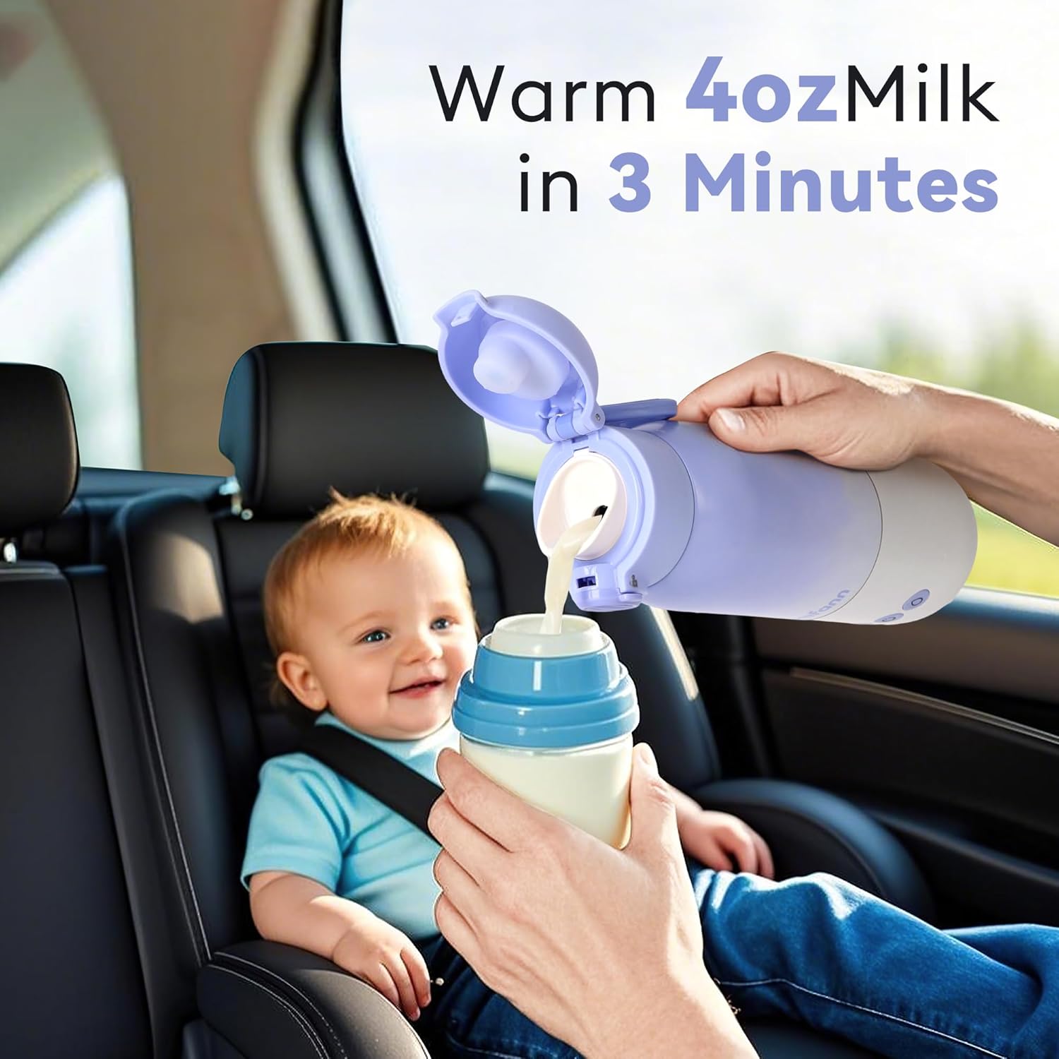 Portable Bottle Warmer for Travel, Dual Heating Modes for Breastmilk & Water On The Go, Portable
