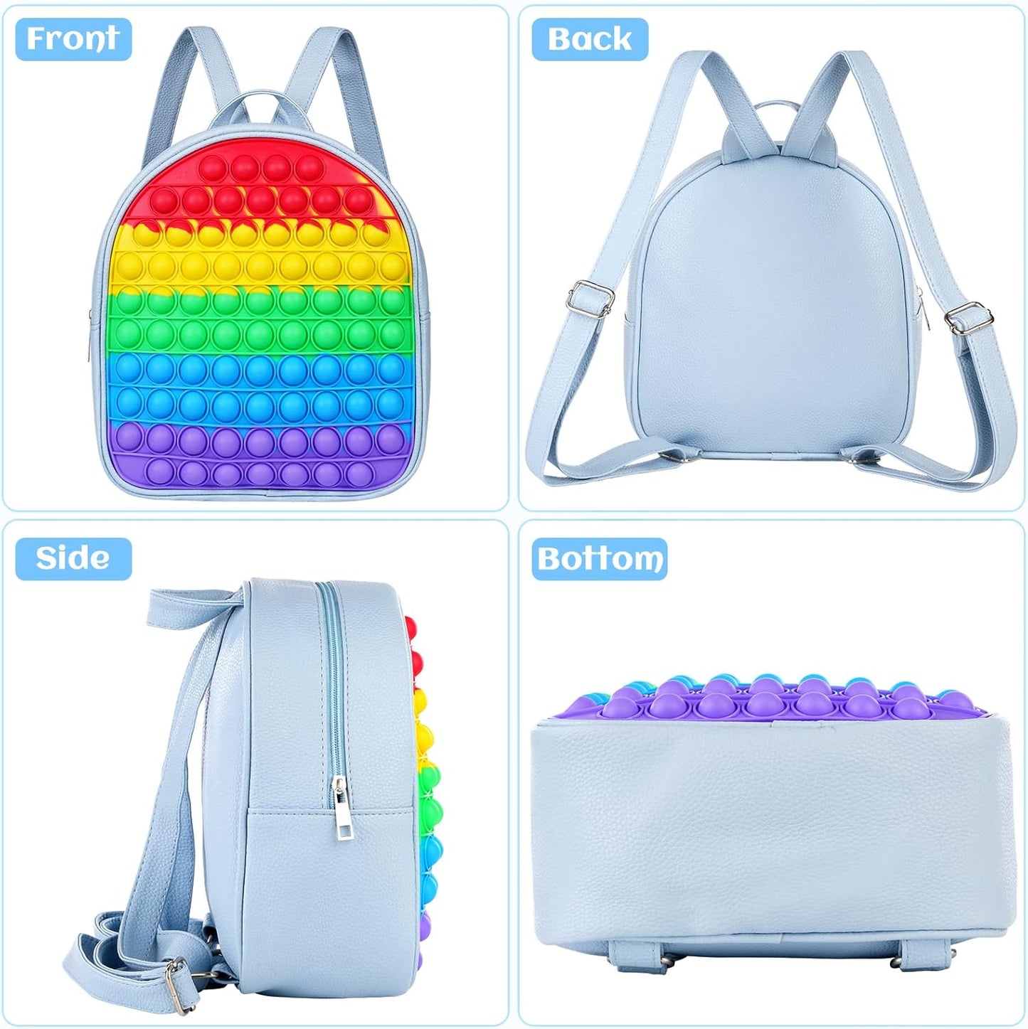 SCIONE Pop Backpack Fidget Toy for Girls, Easter Gifts for Kids School Bookbag, Large Capacity Push Bubble Backpack Fidget Toys Easter Fidgets Gifts for Girls