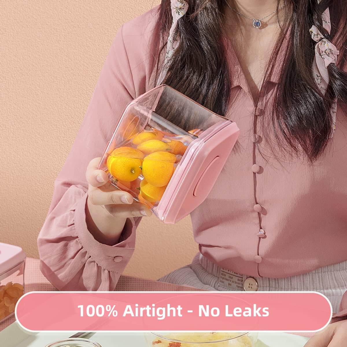 Ankou Airtight Food Storage Container - 7 Pcs One Button Handy Container Stackable Food Containers